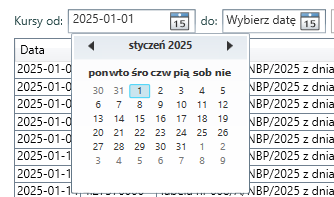 Dwa pola z wyborem daty od i do