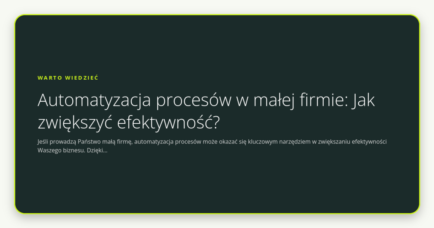 Automatyzacja procesów w małej firmie: Jak zwiększyć efektywność? - obrazek wyróżniający
