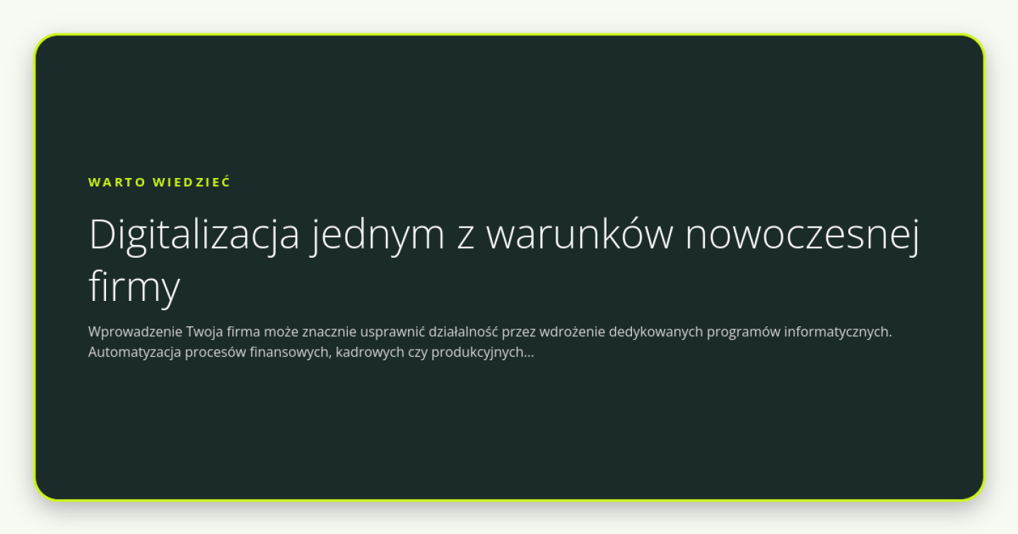 Digitalizacja jednym z warunków nowoczesnej firmy - obrazek wyróżniający