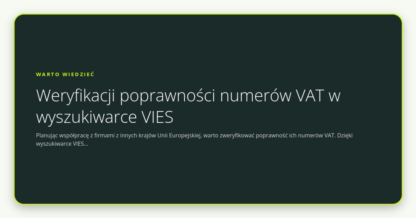 Weryfikacji poprawności numerów VAT w wyszukiwarce VIES - obrazek wyróżniający